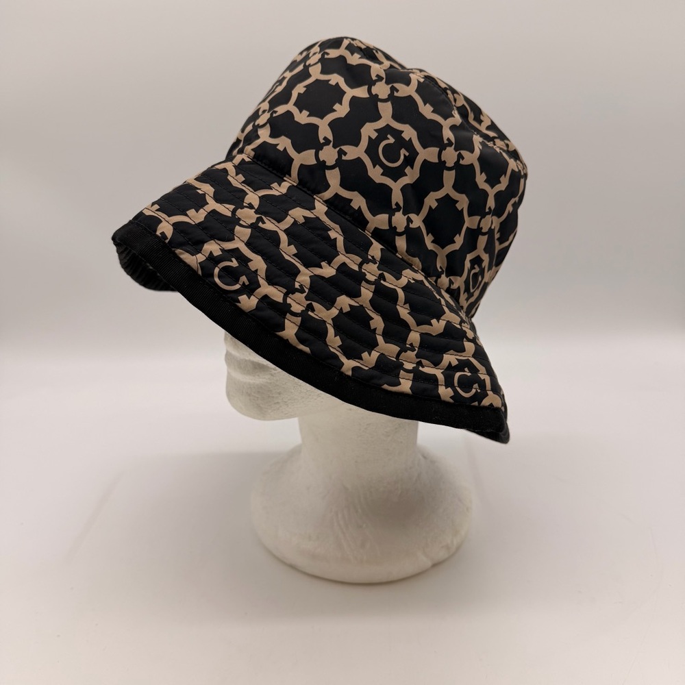 Salvatore Ferragamo Monogram Bucket Hat Black Gold Size 58Made in Italy like new